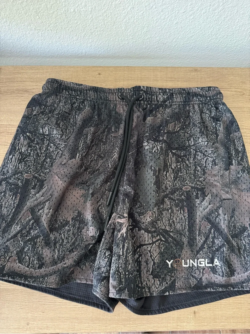 YoungLA Black and Brown Camo Athletic Shorts